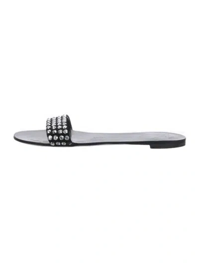 Pre-owned Giuseppe Zanotti Leather Crystal Embellishments Slides In Multi