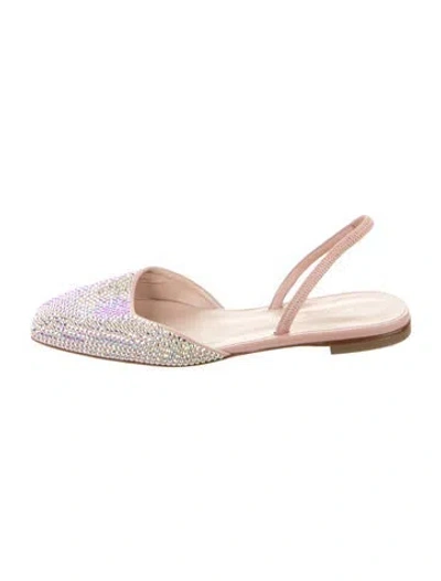 Pre-owned Giuseppe Zanotti Leather Crystal Embellishments Slingback Flats In Pink