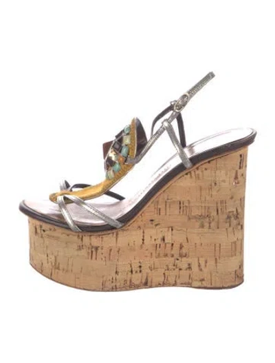 Pre-owned Giuseppe Zanotti Leather Crystal Embellishments Slingback Sandals