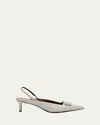 Giuseppe Zanotti Leather Crystal Ornament Slingback Pumps In Glaciale