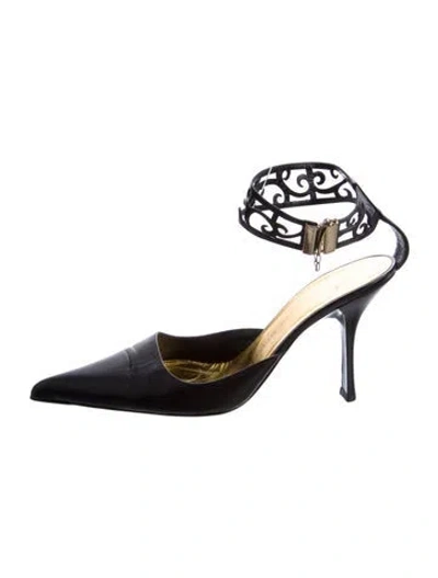 Pre-owned Giuseppe Zanotti Leather Cutout Accent D'orsay Pumps In Black