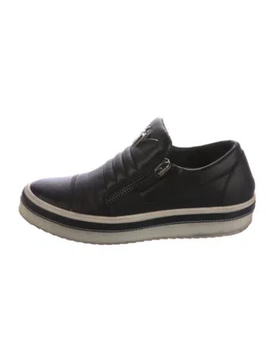 Pre-owned Giuseppe Zanotti Leather Embroidered Accent Sneakers In Black