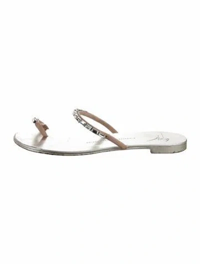 Pre-owned Giuseppe Zanotti Leather Flip Flops In Silver