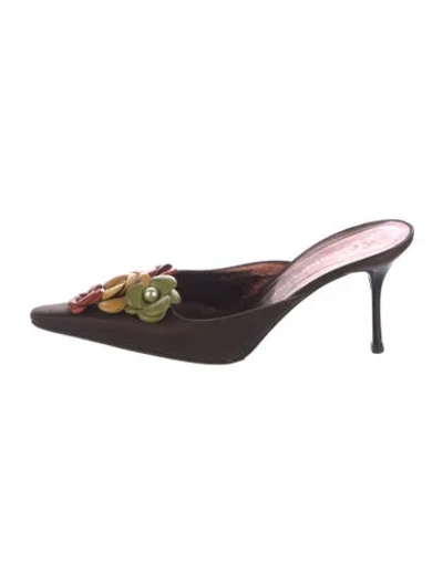 Pre-owned Giuseppe Zanotti Leather Floral Print Mules In Brown