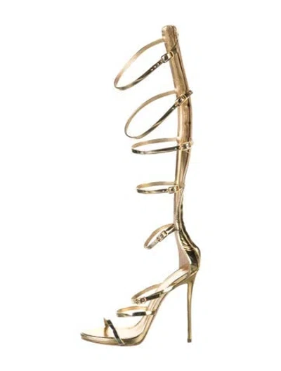Pre-owned Giuseppe Zanotti Leather Gladiator Sandals In Gold/metallic