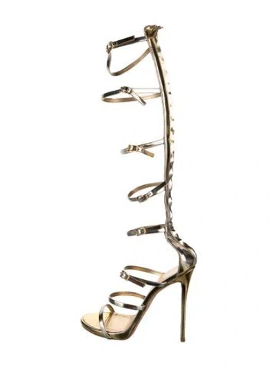 Pre-owned Giuseppe Zanotti Leather Gladiator Sandals In Gold/metallic