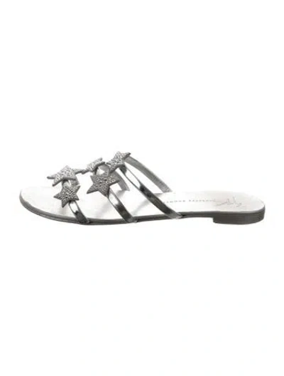 Pre-owned Giuseppe Zanotti Leather Graphic Print Sandals In Metallic/silver
