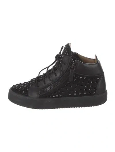 Pre-owned Giuseppe Zanotti Leather Graphic Print Sneakers In Black