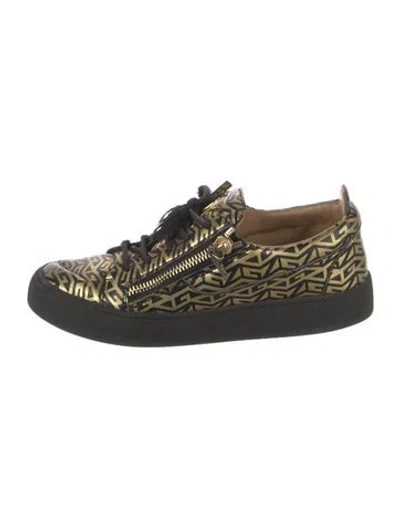 Pre-owned Giuseppe Zanotti Leather Graphic Print Sneakers In Black