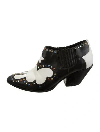 Pre-owned Giuseppe Zanotti Leather Graphic Print Western Boots In Black