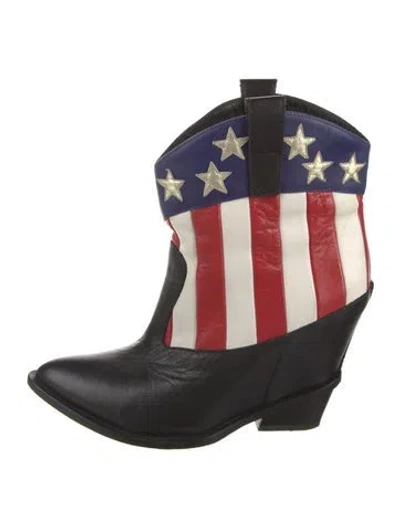 Pre-owned Giuseppe Zanotti Leather Graphic Print Western Boots In Black