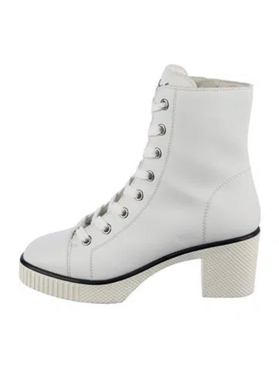 Pre-owned Giuseppe Zanotti Leather Lace-up Boots In White