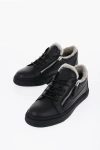 GIUSEPPE ZANOTTI LEATHER LOW TOP SNEAKERS WITH REAL FUR INNER