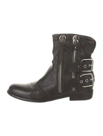 Pre-owned Giuseppe Zanotti Leather Moto Boots In Black