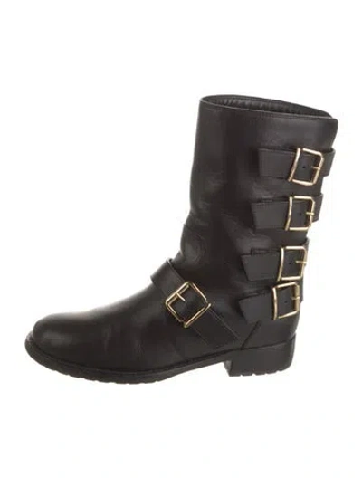 Pre-owned Giuseppe Zanotti Leather Moto Boots In Black