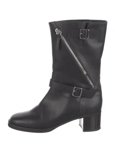 Pre-owned Giuseppe Zanotti Leather Moto Boots In Black