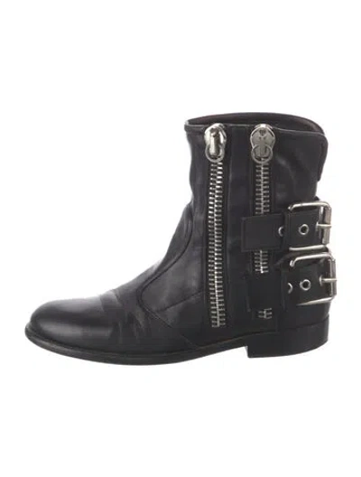 Pre-owned Giuseppe Zanotti Leather Moto Boots In Black