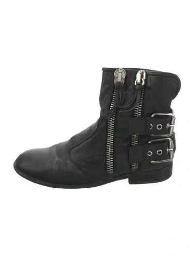 Pre-owned Giuseppe Zanotti Leather Moto Boots In Black