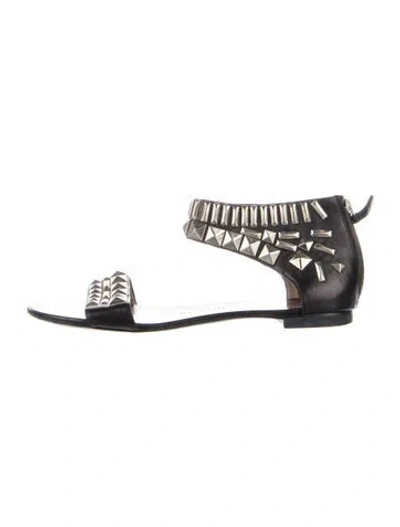 Pre-owned Giuseppe Zanotti Leather Patterned Sandals In Black