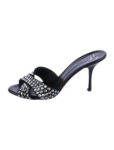 Pre-owned Giuseppe Zanotti Leather Patterned Slides In Black