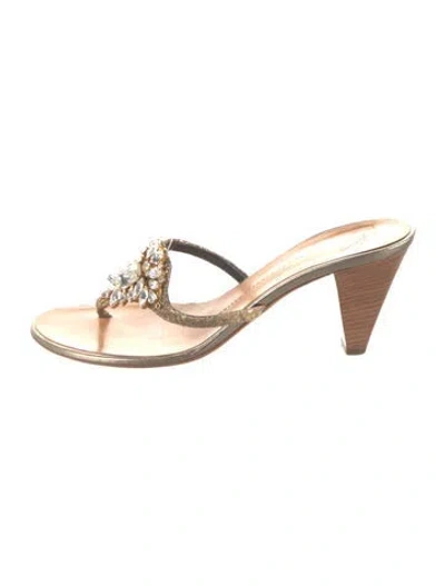 Pre-owned Giuseppe Zanotti Leather Patterned Slides In Brown