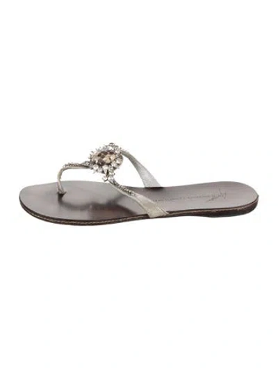 Pre-owned Giuseppe Zanotti Leather Patterned Slides In Brown