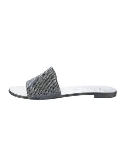 Pre-owned Giuseppe Zanotti Leather Patterned Slides In Silver