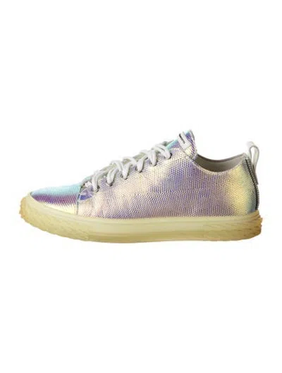 Pre-owned Giuseppe Zanotti Leather Patterned Sneakers In Metallic/yellow