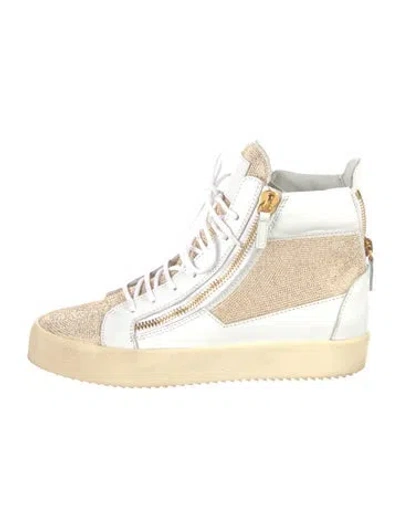 Pre-owned Giuseppe Zanotti Leather Patterned Wedge Sneakers In Multi