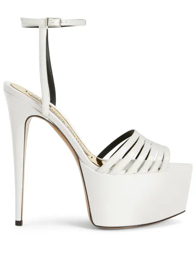 Giuseppe Zanotti X Alexandre Vauthier Leather Platform Sandals In White