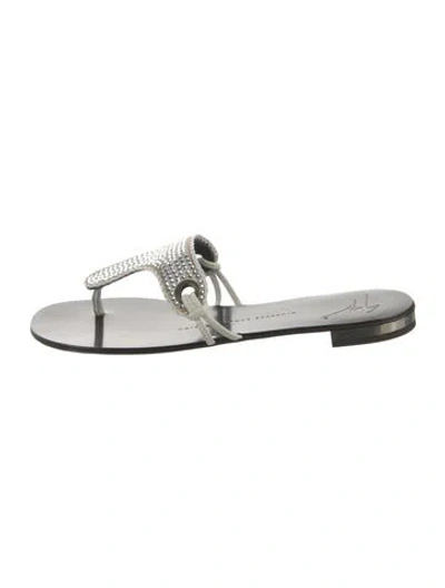 Pre-owned Giuseppe Zanotti Leather Printed Slides In Neutral