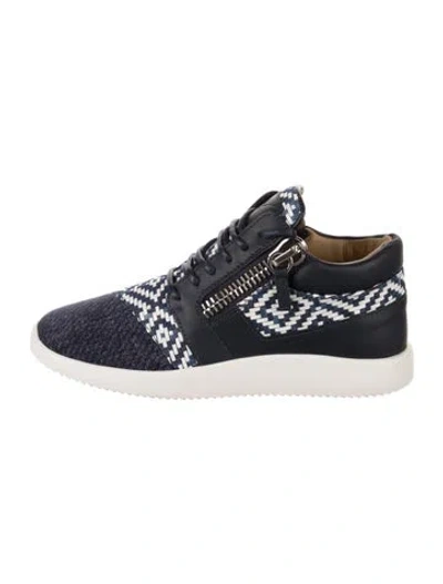 Pre-owned Giuseppe Zanotti Leather Printed Sneakers In Blue