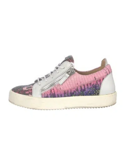 Pre-owned Giuseppe Zanotti Leather Printed Sneakers In Pink