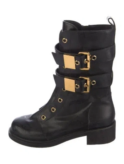 Pre-owned Giuseppe Zanotti Leather Rain Boots In Black