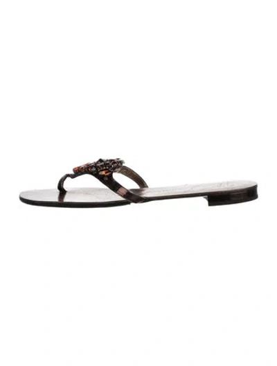 Pre-owned Giuseppe Zanotti Leather Slides In Black