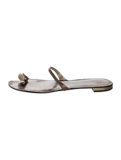 Pre-owned Giuseppe Zanotti Leather Slides In Brown