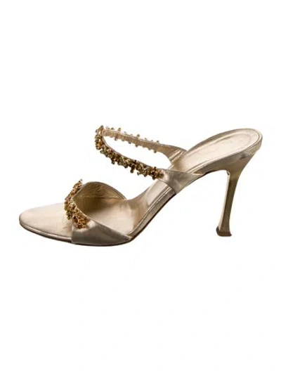 Pre-owned Giuseppe Zanotti Leather Slides In Gold