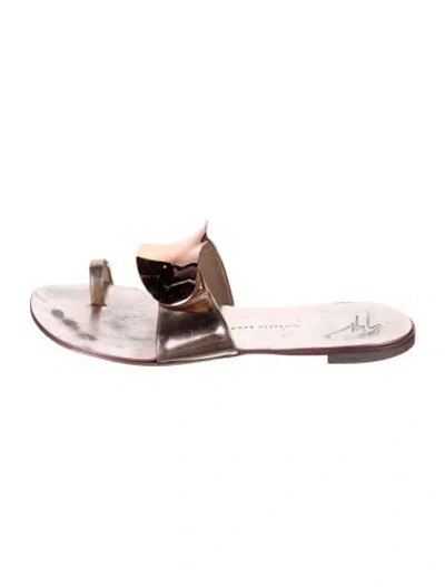 Pre-owned Giuseppe Zanotti Leather Slides In Gold