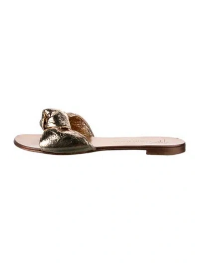Pre-owned Giuseppe Zanotti Leather Slides In Gold/metallic