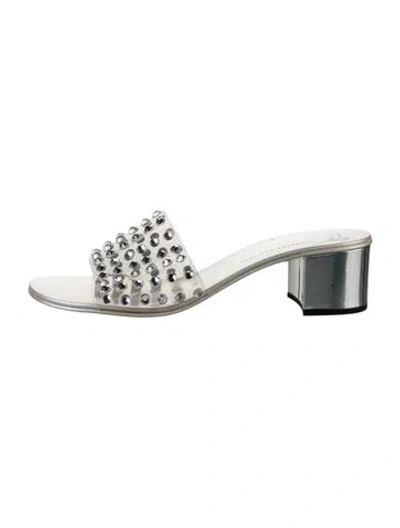 Pre-owned Giuseppe Zanotti Leather Slides In Metallic/silver