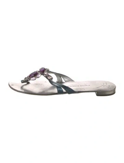 Pre-owned Giuseppe Zanotti Leather Slides In Silver