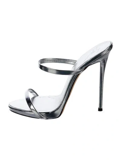 Pre-owned Giuseppe Zanotti Leather Slides In Silver