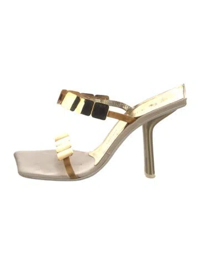 Pre-owned Giuseppe Zanotti Leather Slides In Silver
