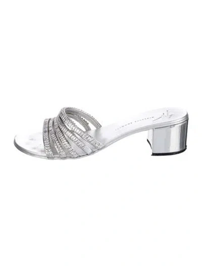 Pre-owned Giuseppe Zanotti Leather Slides In Silver