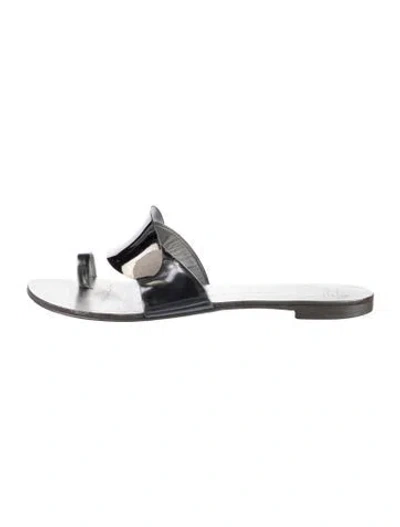 Pre-owned Giuseppe Zanotti Leather Slides In Silver