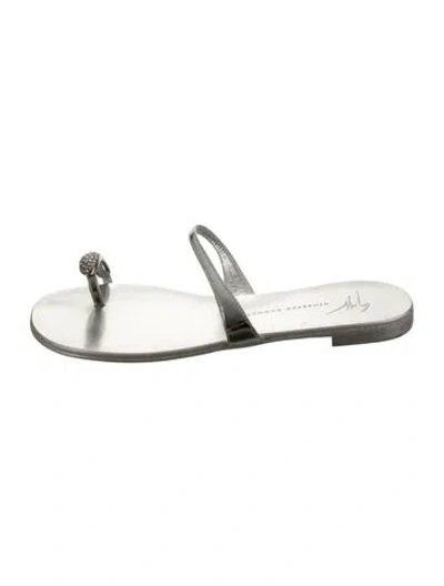 Pre-owned Giuseppe Zanotti Leather Slides In Silver