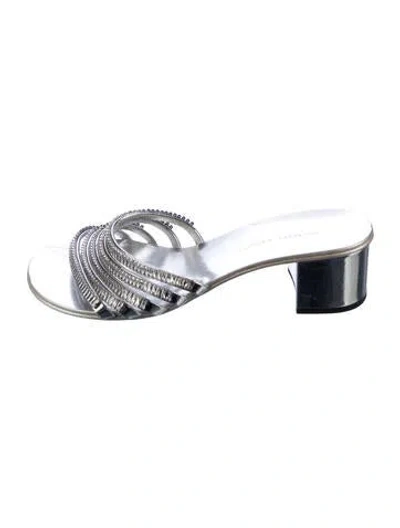 Pre-owned Giuseppe Zanotti Leather Slides In Silver
