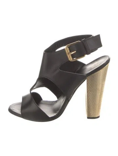 Pre-owned Giuseppe Zanotti Leather Slingback Sandals In Black