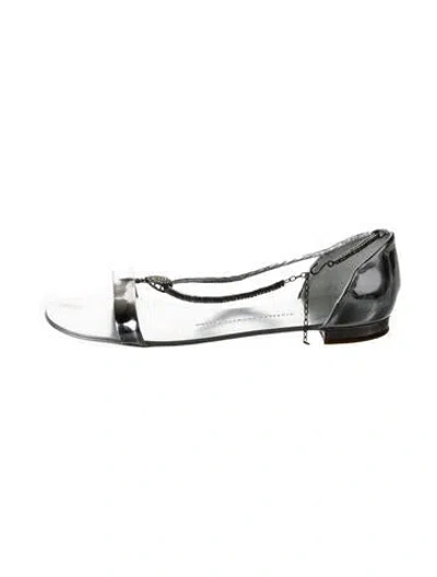 Pre-owned Giuseppe Zanotti Leather Slingback Sandals In Silver