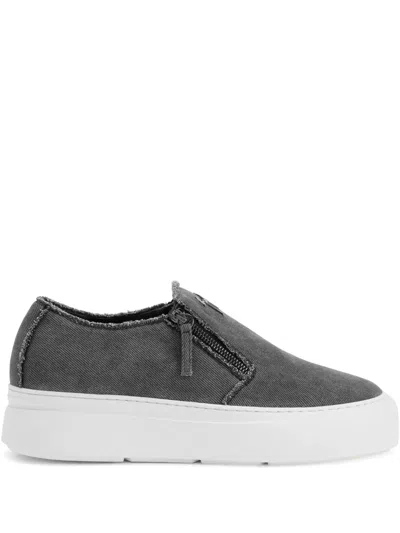Giuseppe Zanotti Leather Sneakers In Grey